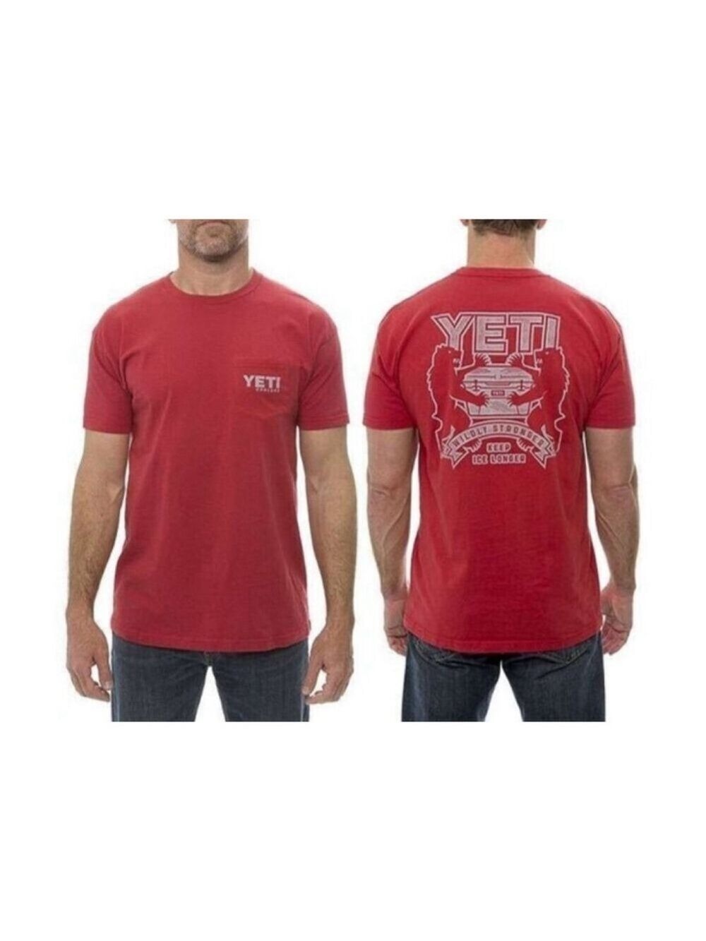 Yeti T Shirt Coolers 'Wildly Stronger' Pocket Short Sleeve Size XXL Red Y2K